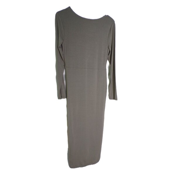 🆕BARDOT Twist Front Cut-Out Stretch Midi Dress Olive Green Small - Picture 8 of 10